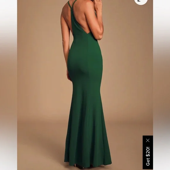 Lulu’s Amelia Elegant Forest Green formal Maxi Dress small - Picture 2 of 12